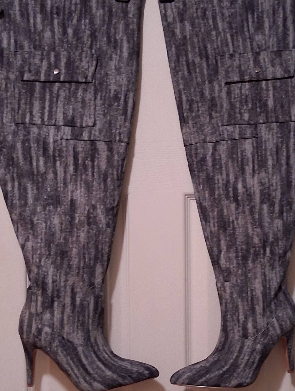 Fashion To Figure Scarlett Thigh-High Boots. Size 8 W8de. Blue/Grey.